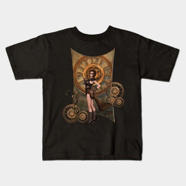 Steampunk women Kids T-Shirt by Nicky2342